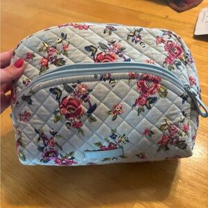 Vera Bradley Blue Floral Quilted Cosmetic Bag